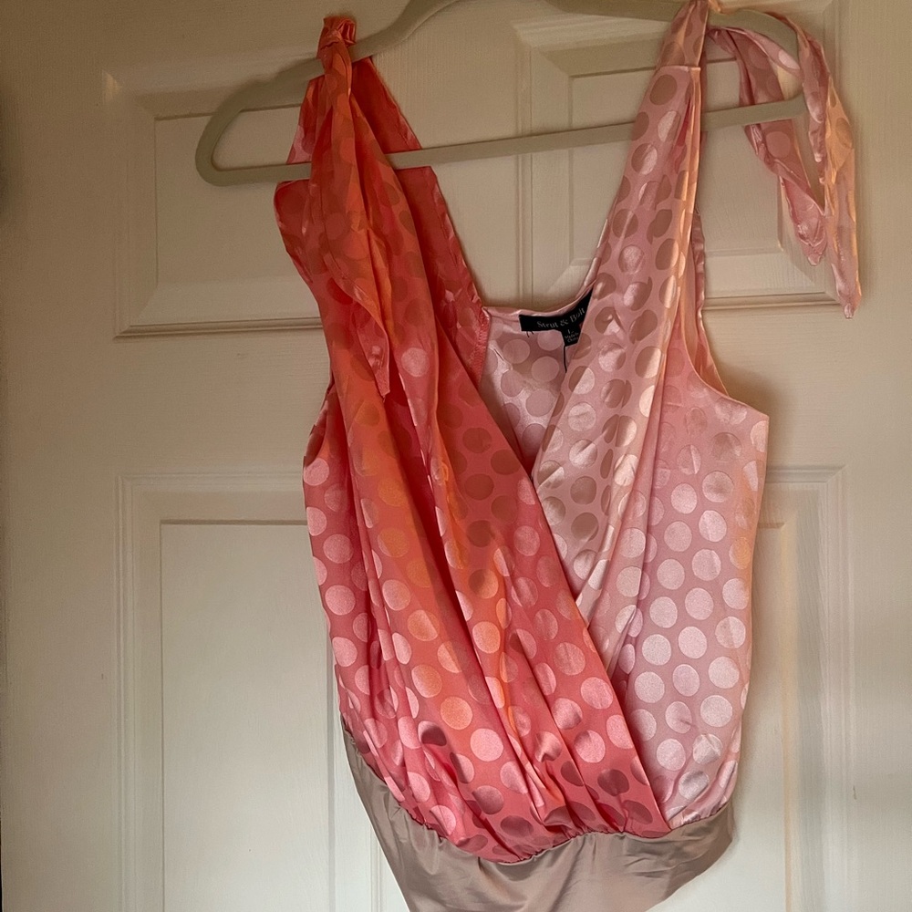 Elegant Polka Dot Bodysuit - Pink and Peach